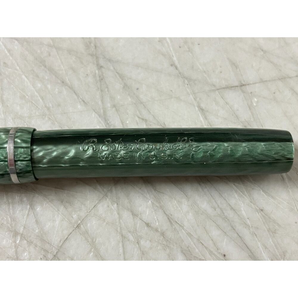 Vintage Esterbrook J Dollar Fountain Pen Green Marbled 1550 Durachrome Steel - Picture 3 of 11